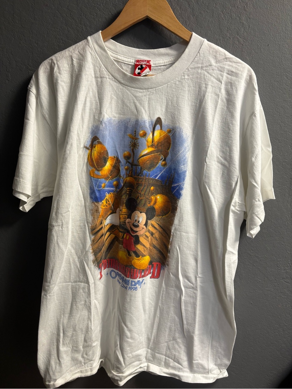 Vintage Disneyland Tomorrowland Tee Disney Mickey Opening Day May 22, 1998 Xl